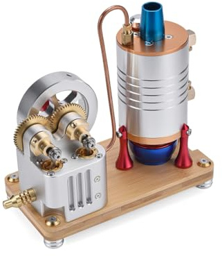 BuildCubes Dampfmaschine Modell, Vertikal Einseitig Gerichteter Kolben Halbkreisförmiger Dynamisch Ausgewuchteter Motor, Dampfmaschine Bausatz Metall Motor Bausatz, Geschenk -RTR