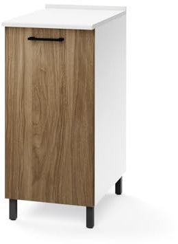 Linea Azzurra Base 40 Mobili Cucina Componibile con 1 Anta e 2 Ripiani in Legno Made in Italy H85xL40xP50 cm Elegante Funzionale Facile da Montare (Noce Naturale)