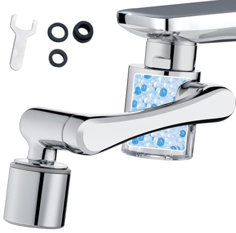 JINYOMFLY Wasserfilter Wasserhahn, 1080° Drehbarer Multifunktionaler Verlängerungshahn, Wasserhahn Filter Transparenter, 2 Modi Wasserfilter für Wasserhahns für Küche, Bad, Waschbecken
