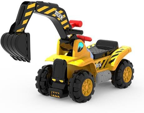 OHMG - Tractoexcavadora infantil con brazo de ángulo ajustable, peladora infantil con botón y cabina de conductor, carga 30 kg, excavadora para niños de 1 a 3 años (89 x 32 x 45 cm)