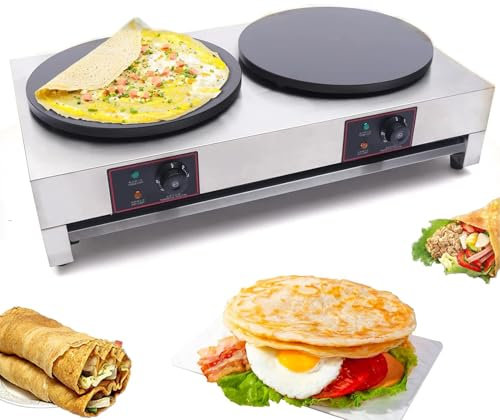 Machine À Crêpes Commerciale À Double Plaque Chauffante, Crêpière Électrique De 16 Pouces, 122-572 Contrôle De La Température, avec Revêtement Antiadhésif, pour Blintzes, Tortillas, Crêpes