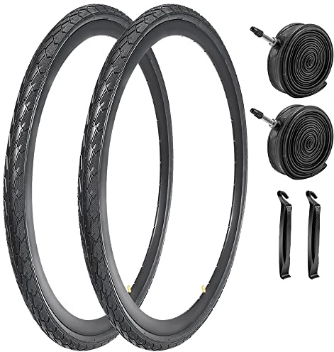 700C Road Bike Tyres 700 x 35c (37-622) Foldable Replacement Bicycle Tyres with FV48mm Presta Valve Inner Tubes for Hybrid Road Bike