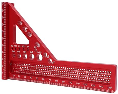 Wakects Aluminum Alloy Multi Angle Measuring Ruler 3D Miter Ruler for Woodworking with 6 Hole Design 22.5-90 Degree Protractor Angle Marking Tool