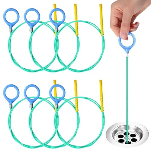 PXBSNB 6 panni a spirale, 90 cm, a spirale per la pulizia dei tubi, in acciaio, con rivestimento in nylon, per scarico, per vasca da bagno, fogne, lavandino