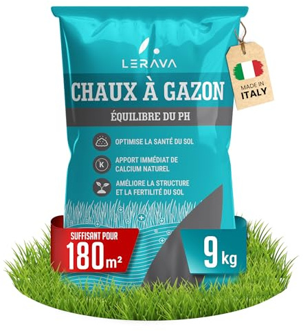 LERAVA Revive (9 kg) - Chaux pour Gazon pour Équilibre du pH - Amendement Calcaire pour Améliorer la Structure et la Fertilité du Sol I Apport Naturel en Calcium pour Gazon Dense et Résistant