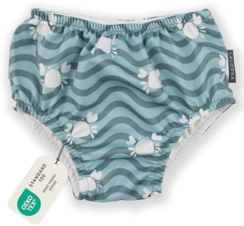 LaLoona Bañador Bebé – Pañal de Baño Reutilizable Certificado Oeko-Tex Standard 100 - Resistente al Cloro - Secado Rápido y Cómodo - Apto para Piscina y Playa Talla 6–12 meses - Cangrejo Verde