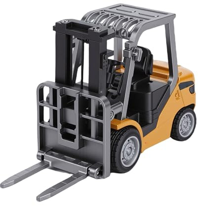 Asixxsix 1/64 Carrello Elevatore RC Giocattolo, Mini Carrello Elevatore Telecomandato Giocattolo Educativo Veicoli da Costruzione RC in Plastica in Lega di Zinco per Adulti Bambini