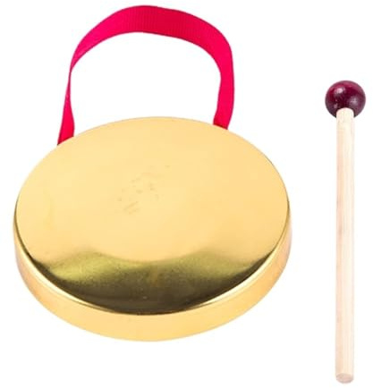 Gongs y platillos portátiles, Platillo Gong de mano, 9cm/12cm, latón, cobre con palo madera, instrumento percusión Musical popular(12 CM)