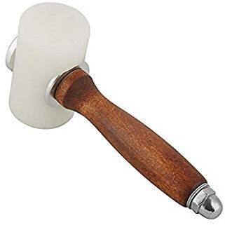 Leather Carving Hammer, DIY Leathercraft Mallet, Cowhide Sew Club, Nylon T Head Wood Handle 7.4 Inch