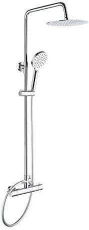 GRIFEMA COLUMNAS-G7002 Wall Mounted Thermostatic Shower System Round Shower Mixer Tap Set with Thermostat, 1/2 Inch Hose Pipe, Chrome