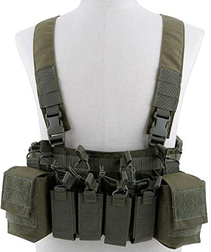XUE Taktische Weste Chest Rig für Softair Paintball mit 5,56 9mm Magazine Taschen für Airsoft Armee Polizei Militär Jagd Tarnung
