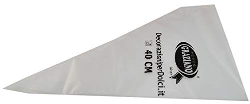 Graziano, Sac a Poche in Plastica Trasparente, Sacchetto Grande da Pasticceria Monouso, Confezione da 100 Pezzi, Ottimo da Utilizzare anche Senza Beccuccio, 40 x 24 x 37 cm
