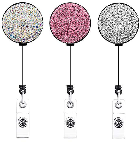 Artscope Schlüssel JoJo Ausziehbar Strass Ausweis JoJo Schlüsselanhänger für Krankenschwester Lehrer Student, ID Name Badge Holder für Kartenhalter Ausweishüllen (3 Stk - Gürtelclip)