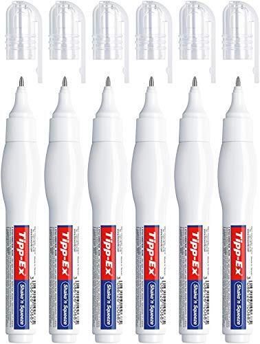 Tipp-Ex Korrekturstift Shake 'n Squeeze (punktgenaues und schnelltrocknendes Korrigieren, Blister à 6x8ml Korrektur Stift)