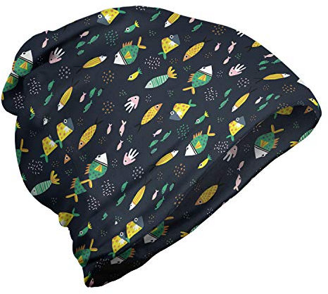 ABAKUHAUS Unter dem Meer Unisex Beanie, Fische Schwimmen Bubbles, Wandern im Freien, Mehrfarbig