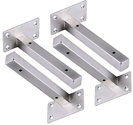 4 Stück Edelstahl Silber Regalhalterungen Industrielle Regalwinkel Schwerlast Regalträger Quadratische Rohre Wandkonsole, mit Schraube