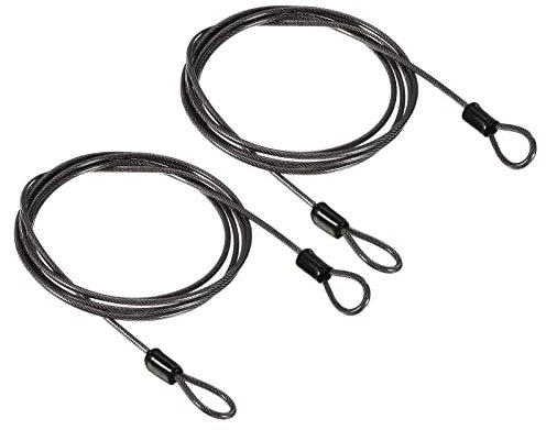 PATIKIL Sicurezza Acciaio Cavo 2.5mm x 1.5m/4.92ft Cavo Antifurto Rivestito Bagaglio Blocco Filo Corda con Doppio Cerchio Cavo di Sicurezza per Esterni Nero 2pz