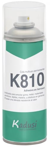 Spray cola impacto resistente a alta temperatura para pegar todo tipo de materiales de 400 ml - K810 - Cola semitransparente (aspecto como los botes spray de laca) Kadusi