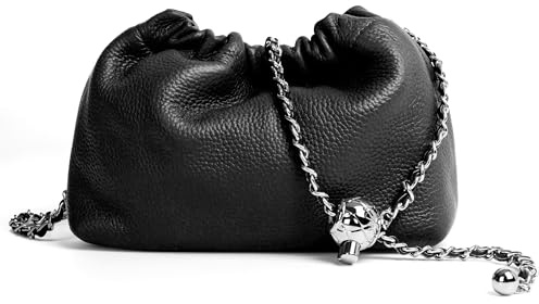 Joryin Trendy Dumpling Women's Crossbody Bag - Evening Clutch Genuine Leather Hobo Cloud Purse, Black
