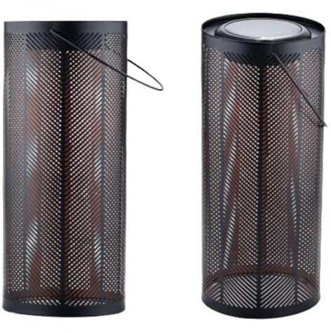 Marrakech Lot de 2 lanternes solaires d'extérieur avec anse en métal de 30 cm - Décoration orientale - Lanterne solaire LED résistante aux intempéries - Bambou noir - Étanche IP65 - Comme décoration