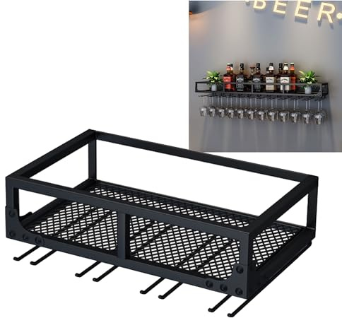 Casiers de Rangement à Bouteilles Range Bouteille Vin Porte Bouteille Vin Mural avec Porte-Verre Meuble Bar Mini Bar Cave a Vin Meuble Vitrine Casier Support De Rangement Pour Étagère Pour Bar Cuisine