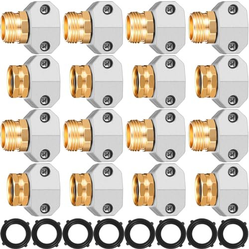 Therwen 8 Sets Gartenschlauch-Reparaturverbinder, Schlauch-Reparatur-Set, Zink und Aluminium, männlich und weiblich, Schlauchende, 5/8 Zoll und 3/4 Zoll, Gartenwasserschlauch-Reparatur-Anschluss