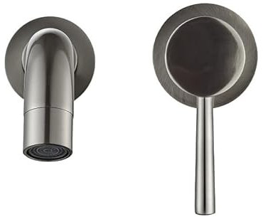 Wall Mounted Taps Basin Sink Faucet Brass Wall Mount 2 Hole Rotation Separate Taps Cold Hot Water Mixer Bathroom Washing Tub Crane Spout Faucet Wall-Mounted(Brush nickel-150mm)