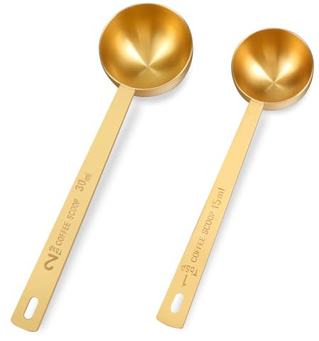 Kaffeelöffel Portionierer, 2 Stück Kaffee Messlöffel mit Langem Griff Kaffeelöffel Edelstahl Kaffeedosierlöffel Measuring Cups Scoop Löffel Kaffeezubehör Pulver Portionierer, 2 Größen 15ml, 30ml