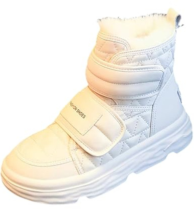 CUTeFiorino Noir Laqué Épais Bottom Bottes de Neige Femme Hiver Rembourré Épais Bottes Femmes Nouvelles Chaussures en Coton Chaud Argent Métallique, Blanc., 35 EU
