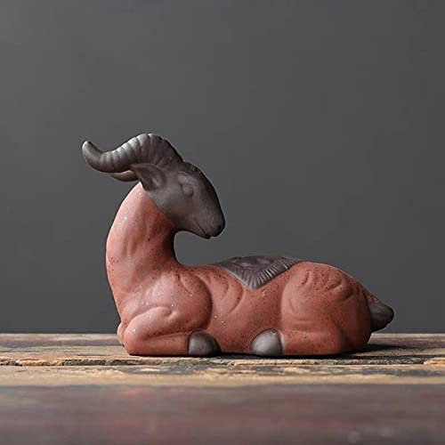 SJZLCXFC Lila Ton Ziege Teehaustier Ornamente Keramik Tierfigur Teetablett Zubehör Kreative 12 Tierkreiszeichen Schaf Kunsthandwerk Heimdekoration (Farbe: B) kleine Überraschung