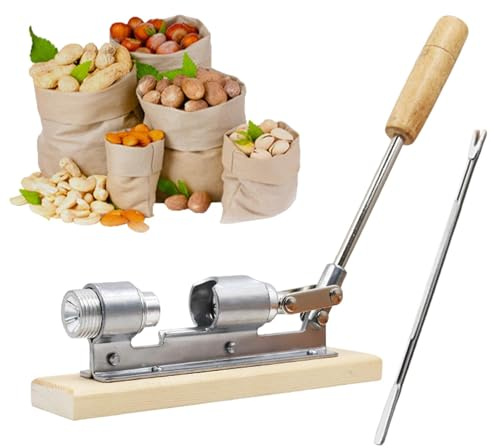 Juego de pinzas de nogal de acero inoxidable – Pinzas para castaño de castaño | Pelador de nueces con mango de madera, pelador de nueces multifuncional