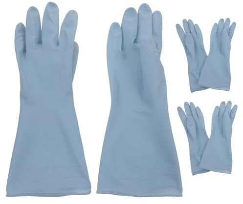 Mikinona 3paare Wiederverwendbare Spülhandschuhe Aus Pvc Langlebig Komfortabel Rutschfest Für Geschirr Wäsche Und Haushalt Blau