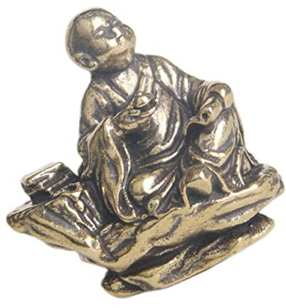 Warmhm Messing Gefertigte Statue Eines Meditierenden Mönchs Buddhistisches Elegante Statue Der Buddha-Maitreya-Statue Religiöses Ornament Für Zuhause Schlafzimmer Auto Oder Büro