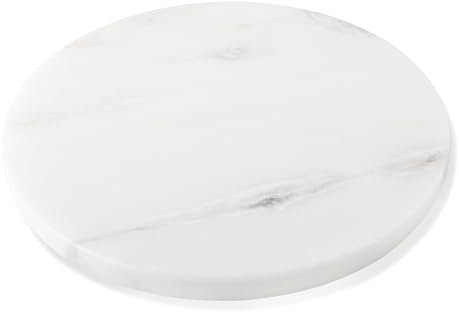 Cahzfie Luxuriöse Afrika Naturmarmor Schneidebrett, Rund, Ø 28 cm Küchenbrett, Deko Käseplatte, Buffet Servierplatte, Torten Platte, Hochzeitsgeschenk, Einweihungsgeschenk (Namib Bianco)