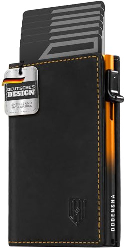 DODENSHA MagSnap Portafoglio da uomo sottile con scomparto per monete, portafogli da uomo per 10 carte di credito, chiusura magnetica, portamonete, protezione RFID (Giallo Nero)