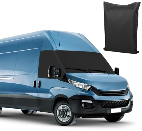 Frontscheibe Wrap Cover Ersatz für Iveco Daily 2014-2025, Schwarz | Sonnenschutz Frontscheibenabdeckung Reisemobil, 600D Wasserdichtes Oxford-Gewebe gegen Schnee EIS Frost Staub Sonne