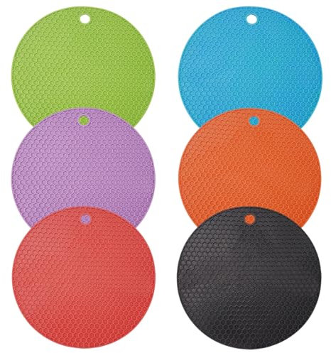 6 Pezzi Antiscivolo Sottopentola Silicone-Resistente Al Calore Fino A 230C°-Rotondi Appetino Protezione Piano Induzione, Flessibile Durevole Sottopentola In Silicone, Lavabile In Lavastoviglie