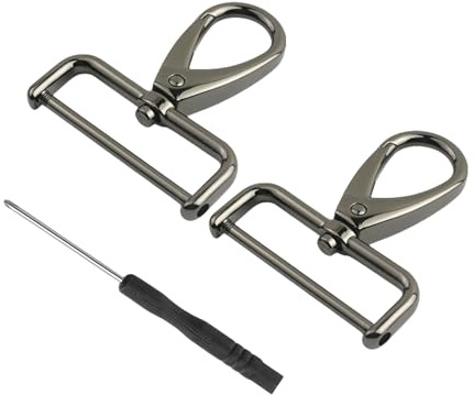 UZYXC 2 Stück Karabiner Schwarz 38mm(1 1/2) D Ring Abnehmbarer Karabiner Schlüsselanhänger Metall Karabiner Klauen Verschluss Haken mit Drehgelenk mit Schraubendreher Schwarz