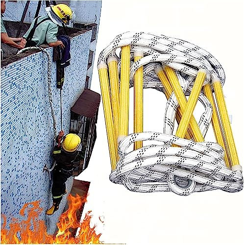 OYYMTE Escalera de Cuerda Escalera de Cuerda de Escape de Incendios con Gancho, Adecuada for instalaciones de Entretenimiento en Interiores o Exteriores, Parques de diversiones(8m)