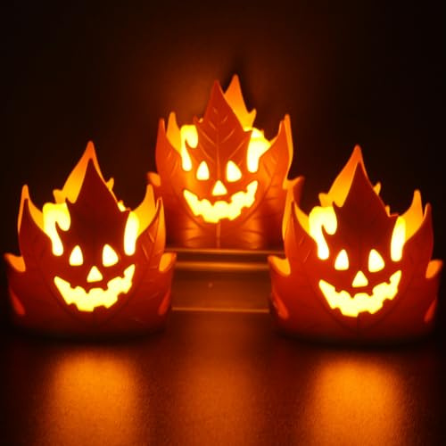 3 Pièces Bougies LED Halloween, Halloween Decoration Bougies Led, Fausse Bougie Décoration Halloween Intérieur, Sans Flamme bougies Terrifiant pour Chambre à Coucher Chambre Enfant Bureau