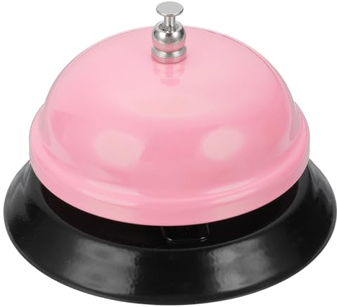 sourcing map Desk Service Call Bell, 3.35 Inch Metal Dinner Service Bell Ring for Hotel Restaurant Reception Area and Wedding Party Events, Light Pink