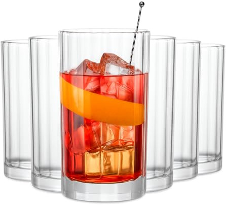 MUVELL Set di bicchieri da long drink JAPAN – 6 x 420 ml / 420 g – 3 mm di spessore – bicchieri per acqua & bicchieri da whisky – trasparenti e lavabili in lavastoviglie – bicchieri di alta qualità