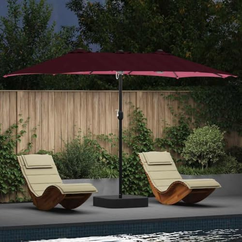 INLIFE Parasol de Jardin Rouge Bordeaux 385 x 209 x 244 cm Tissu