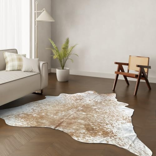 Wildlife Design Kuhfell Teppich – Salz & Pfeffer Braun-Weiß. Großes Format 220×200 cm Premium Naturfell, nachhaltig & tierfreundlich + GRATIS Lederuntersetzer