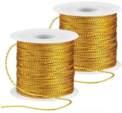 CM-UHNM Gold Kordel,2mm/200m Goldfaden Zum Basteln,Goldene Kordel FüR DIY Bastelschnur Zum Handwerk Hochzeit Dekorieren Oder Geschenkverpackung