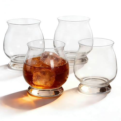 Antfly Juego de 4 vasos de whisky, juego de regalo de vasos de whisky, apto para lavavajillas, vaso de whisky Nosing Tumbler Bar, 375 ml, vasos de cristal sin plomo para hombres, papá, hermano. (4)