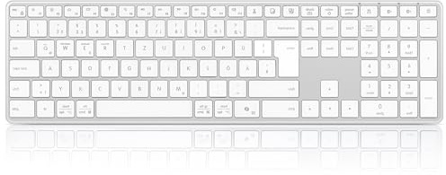 Bnnwa Clavier Bluetooth sans Fil Multi-appareils avec 2.4 GHz et Bluetooth | Taille Complète avec Pavé Numérique, Multi-Appareils, Touches Silencieuses Profil Bas pour iPadOS, MacOS, Windows, AZERTY