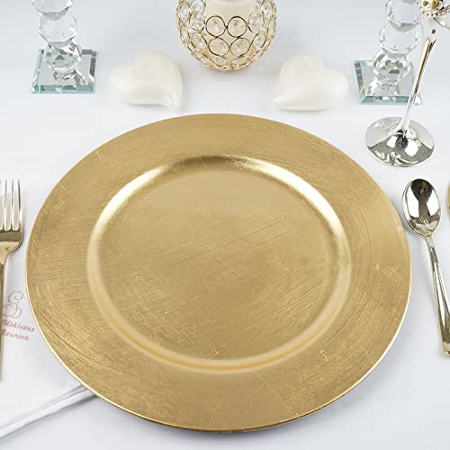 TABLECLOTHSFACTORY 6 pcs 13 Gold Round Charger Plates for Tabletop Decor