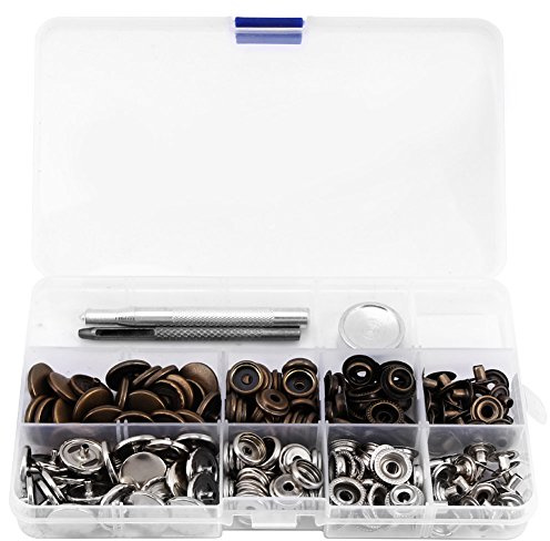Akozon 50 Sets Metall Druckknopf Popper Verschluss mit Einstellwerkzeug für Leder Kleidung 201# 17mm