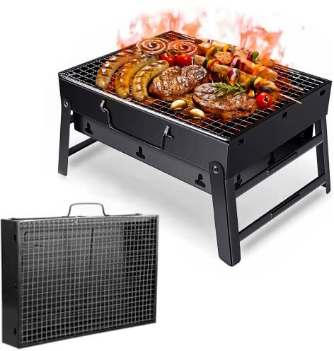 BBQ Barbecue Grill Portable Folding Charcoal for Camping Garden Outdoor Cooking Fun by Crystals®
